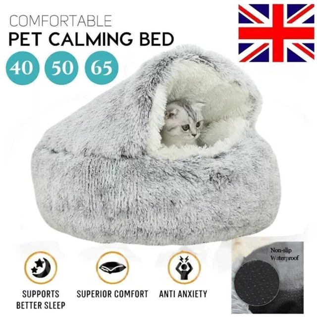 Pet Cat Dog Bed Round Plush Kitten Warm Sleeping Nest Bed Cat Igloo Cave House *