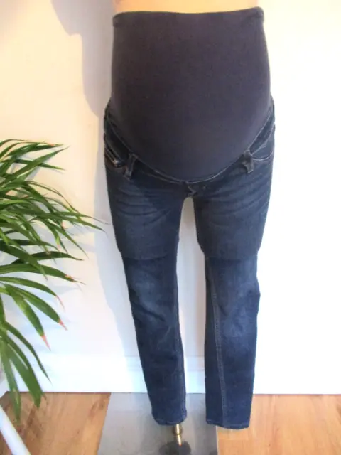 H&M Mama Maternity Indigo Blue Denim Over Bump Skinny Jeans Size 8