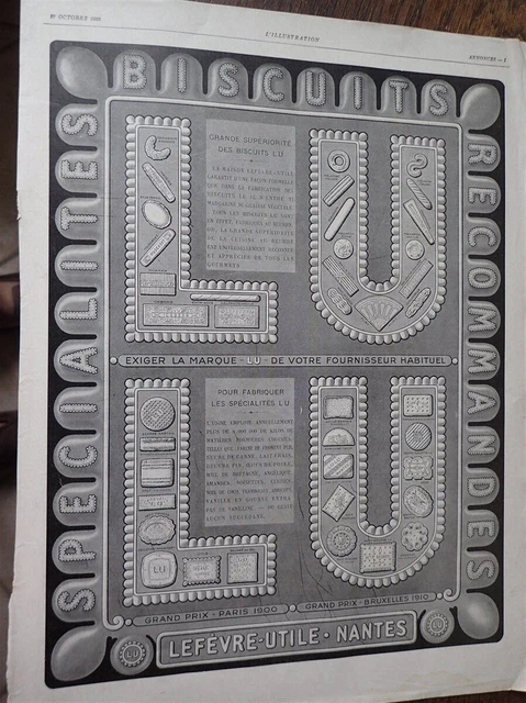 LU biscuits Nantes + chapeau MOSSANT par SEM publicité papier ILLUSTRATION 1928