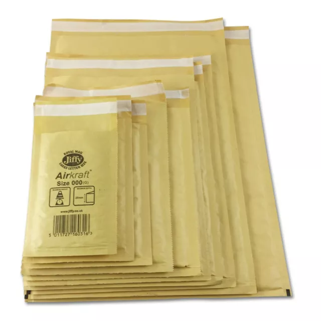 Jiffy® Gold Bubble Envelopes Padded Mailing Bags For Royal Mail Post(Airkraft®)