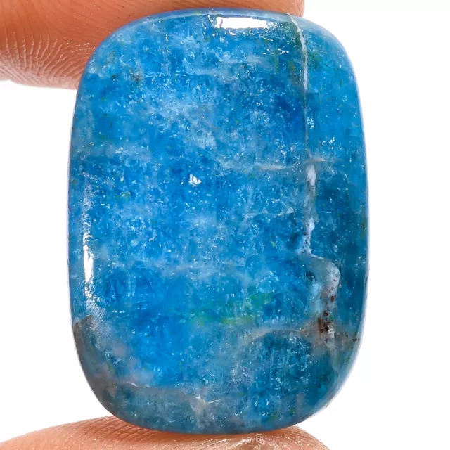 Natural Neon Blue Apatite Radiant Shape Cabochon Gemstone 37 Ct 28X20X6mm X-7209