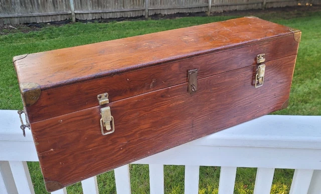 Vintage Carpenter's Tool Box Primitive Chest Heavy Duty Construction Folk Art
