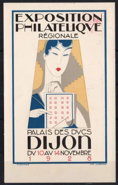 Carte postale Exposition philatélique de Dijon 1928 . TTB