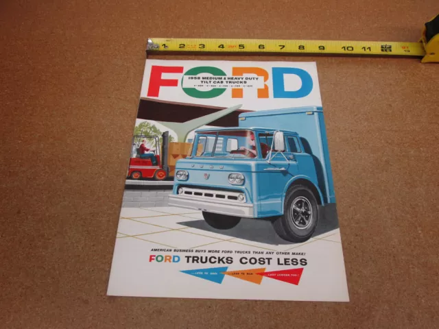 1958 Ford truck C550 C600 Tilt cab C750 C800 600 sales brochure 12pg ORIGINAL