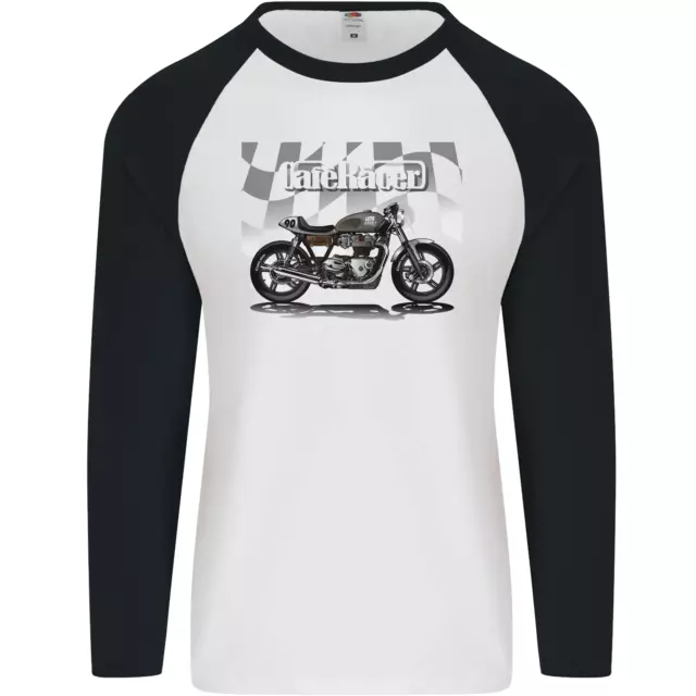 Cafe Racer Motorbike Motorcycle Biker Mens L/S Baseball T-Shirt