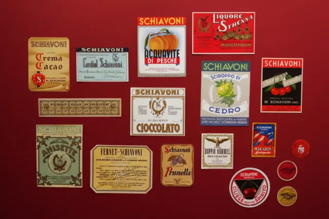 Schiavoni Modena 17 Etichette Liquori Bevande Anni '20 - '50 Grafica