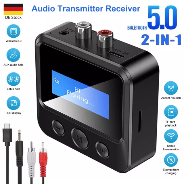 Bluetooth 5.0 Transmitter Empfänger Stereo Audio Musik Adapter Receiver Sender