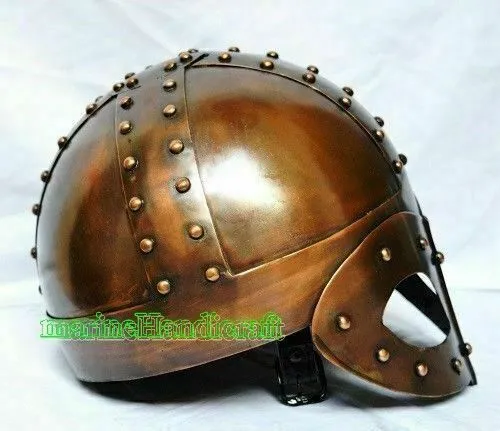 Casco de lujo Casco vikingo medieval con acabado antiguo de latón