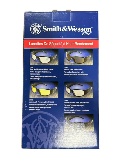 Box of 12 Smith & Wesson 21303 Elite  Safety Sun Glasses Black Frame Smoke Lens 2