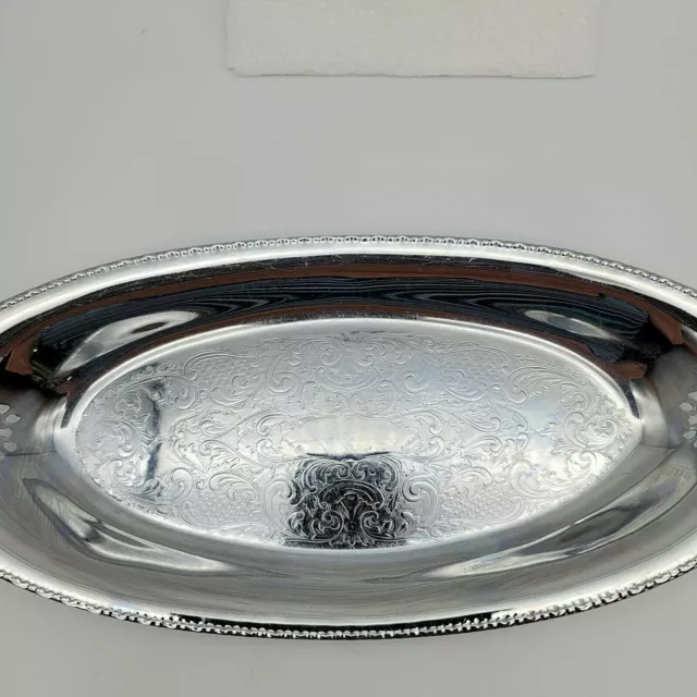 Krome Kraft Farber Bros. Stainless Dish Serving Bread Tray Vintage