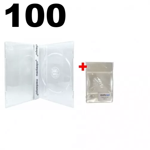 100 SLIM SUPER Clear Single DVD Cases 7MM & 100 OPP Bags