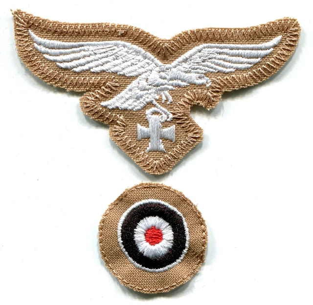 WWII GERMAN LUFTWAFFE Cap Set Eagle Iron Cross White on Tan Afrika