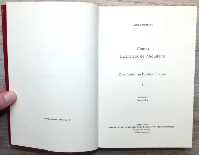 Contes Licencieux de l'Aquitaine, T. 1 Folklore Erotique, A Perbosc - Garae 1984 2