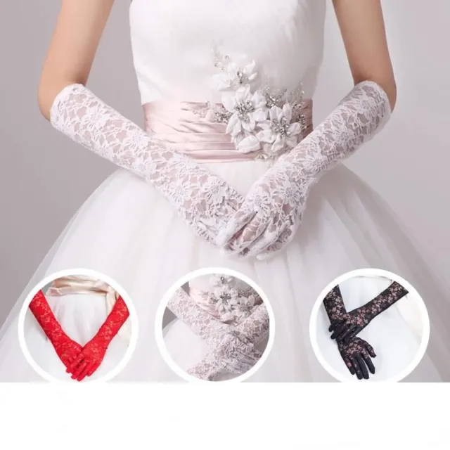 US Sexy Lace Gloves Thin Long Bride Wedding Party Arm Elbow Prom Driving 19.7'' 2