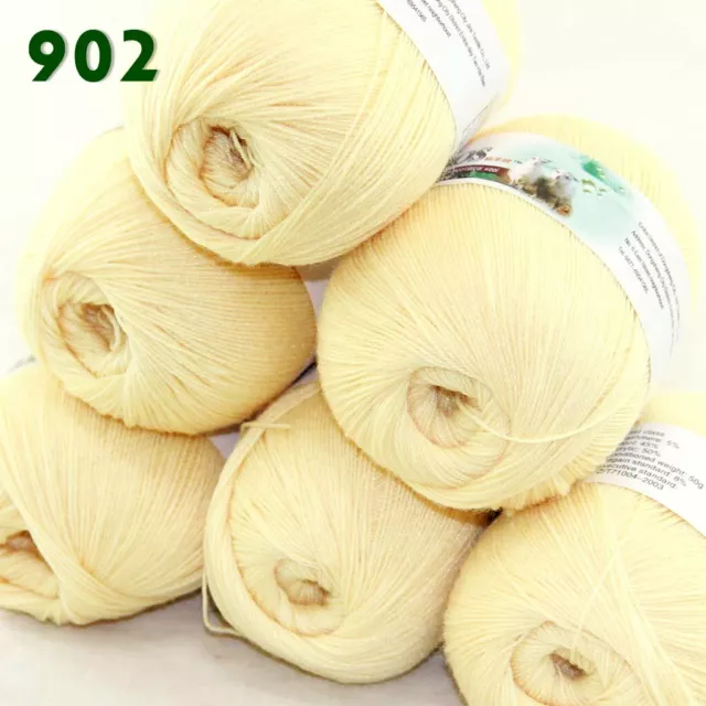 Sale 6 Ballsx50gr LACE Rugs Acrylic Wool Cashmere Hand Crochet Knitting Yarn 902