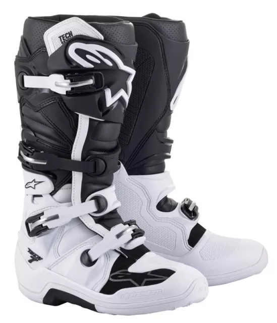 Stivali Uomo Alpinestars Tech 7 Bianco Nero White Black Cross Enduro Mx Boots