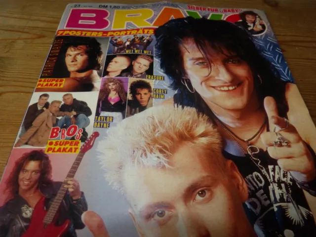 Bravo 23/1988 Superplakat Bros/Patrick Swayze/Scorpions/Mandy/Ärzte/Warlock