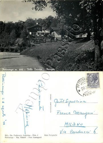 Cartolina di Pettinengo, ville - Biella, 1958