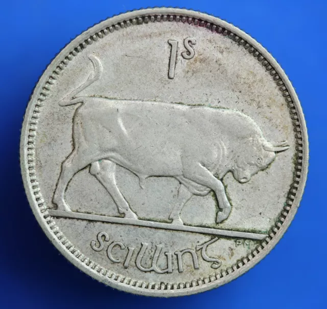 1928 Irish EIRE Ireland shilling 1s 1/- coin, Bull Coin, 75% silver   [30062]