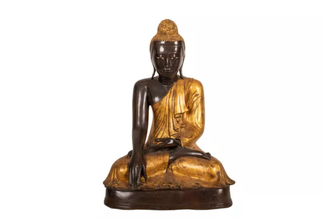 Großer Antiker Burmesischer Bronze Buddha im Mandalay Stil , Burma 19./ 20. Jh.