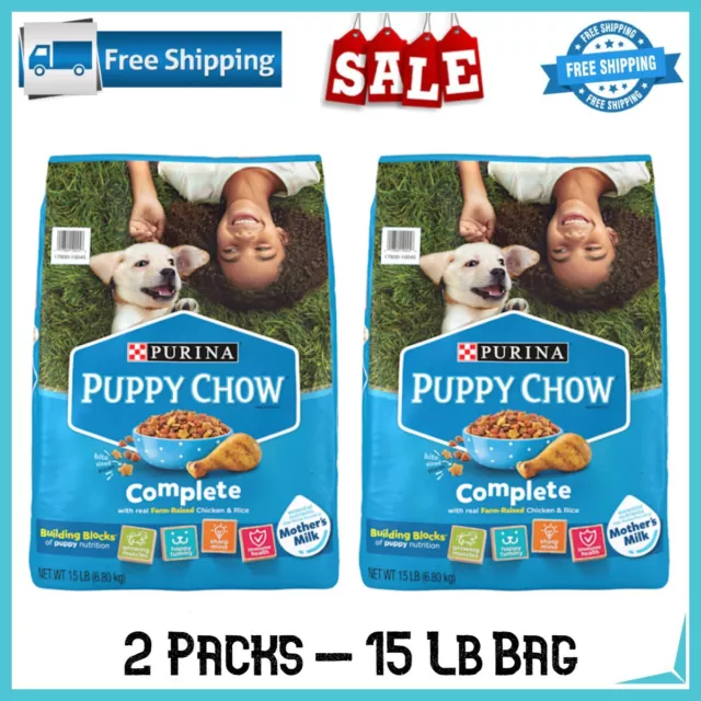 2 Packs Puppy Chow High Protein Dry Puppy Food, Complete With Real Chicken 15 Lb