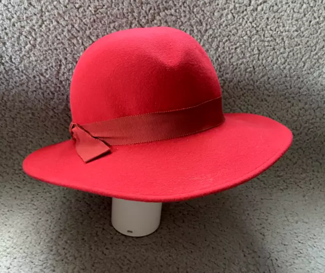 Filz Damenhut Vintage Lady like rot mit Schleife Größe 55/56