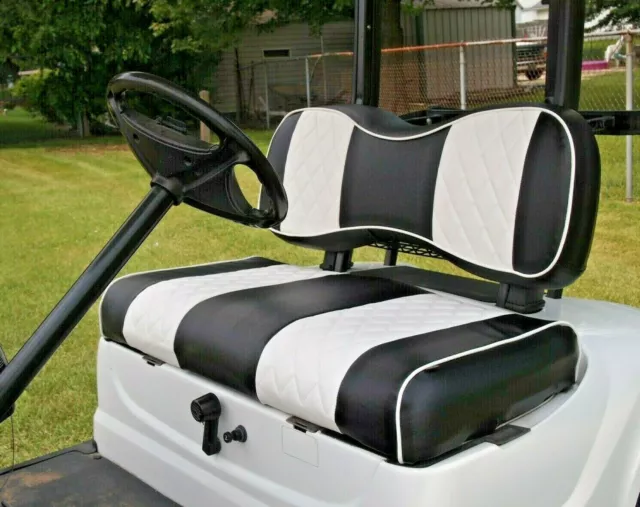 4PCS Black White Golf Cart Seat Cover For Yamaha DRV G29/ Drive 2, Extra Cushion