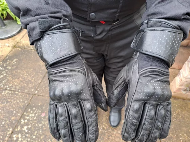 Leather motorcycle gloves large