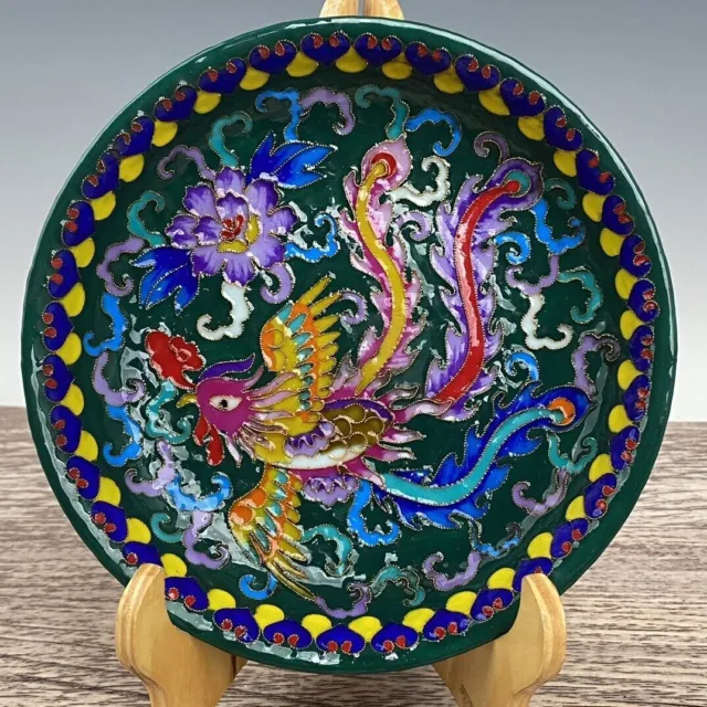 7.5" Chinese Porcelain Song dynasty ru kiln colour enamels phoenix Brush Washer