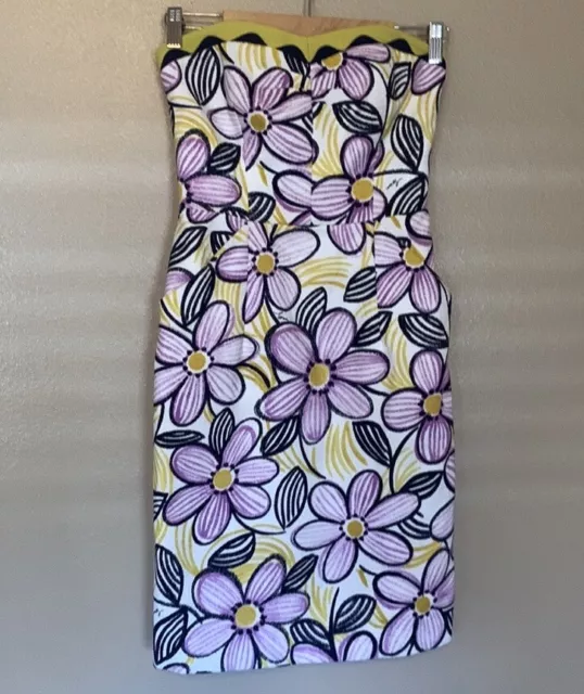 Milly floral strapless dress with pockets size 2