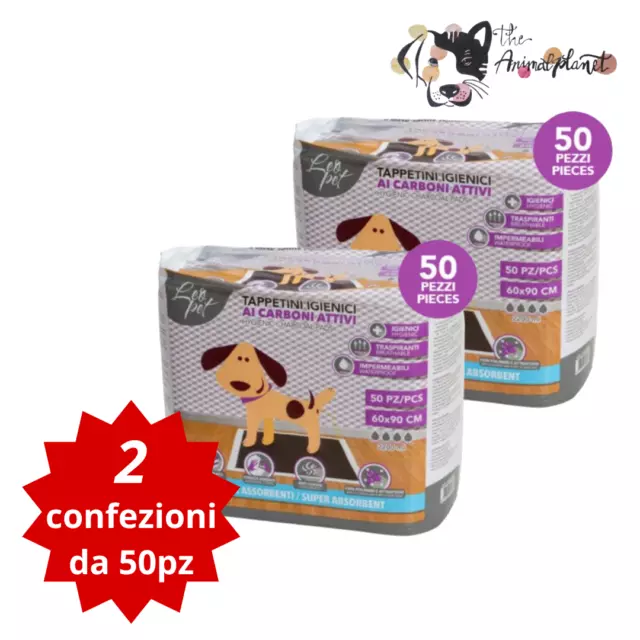 Tappetini tappetino traversina assorbente per cani ai carboni attivi 60x90 100pz