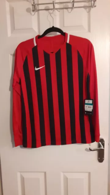 Camicia a maniche lunghe ragazzo Nike Dri Fit calcio rosso/nero età 13 anni nuova XL