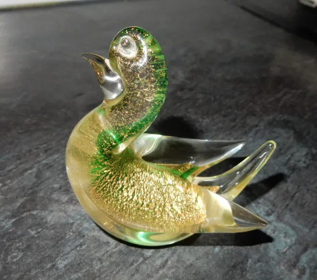 Seguso? Murano Glass Bird Gold Flecks.