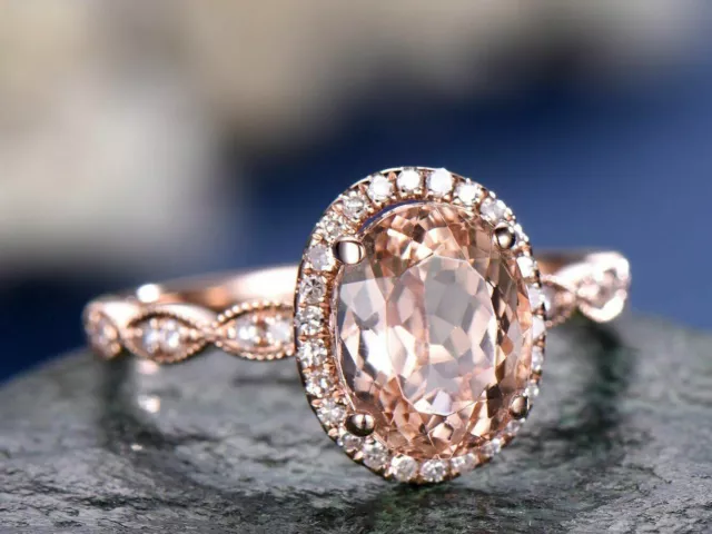 3.00 CT Coupe Ronde Morganite Bague de Fiançailles Avec 14k Labo Synthétique