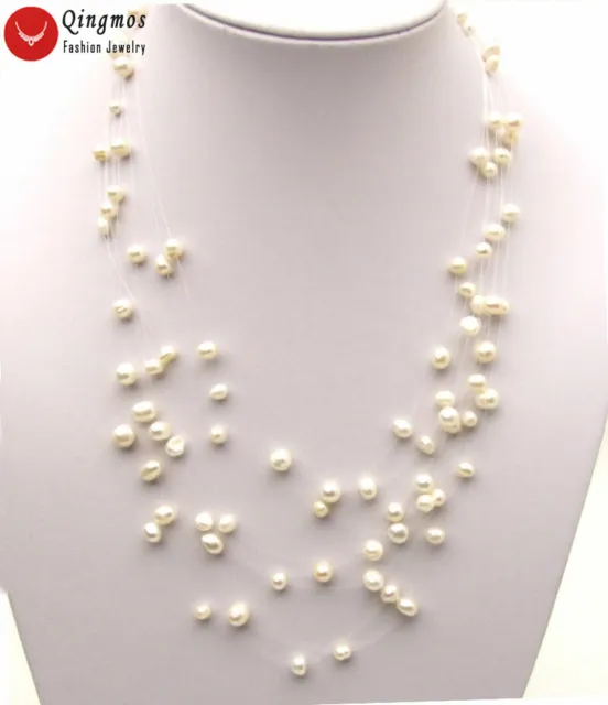 6-7mm Round Natural White Pearl Necklace for Women Starriness Necklace 8 Strands 3
