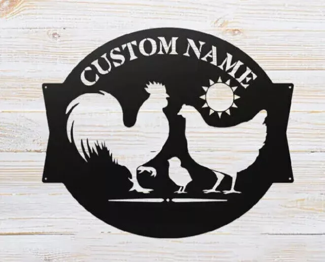 Customized Metal Chicken Coop Farmhouse Ranch Name Address Sign Decorative Gift