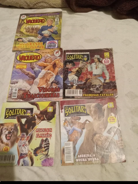 Libro Solitario y vaquero Mexican Comic lot de 5 usado a color