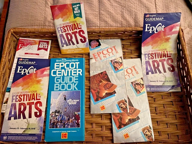 1987, 1990, 2018 EPCOT Guide Books Maps Walt Disney World WDW + Festival of Arts