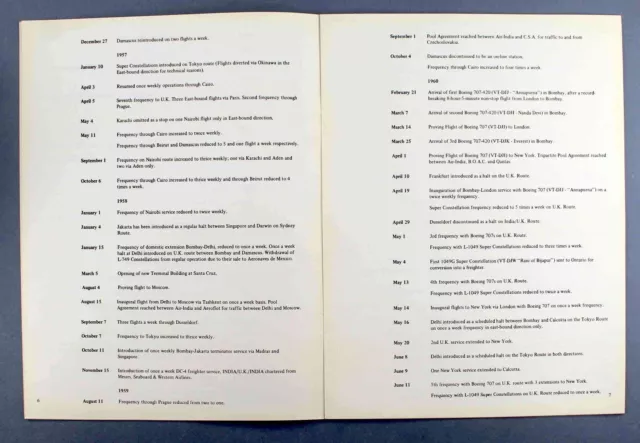 Air India Chronology Of Events Vintage Airline Brochure 1932 - 1973 Ai 3