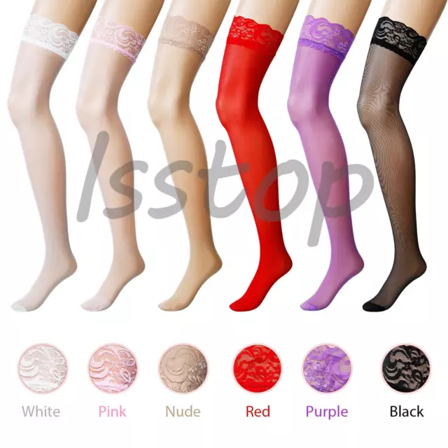 Lady's Lace Top Stay Up Stockings Thigh-High Sheer Pantyhose Stockings For Women