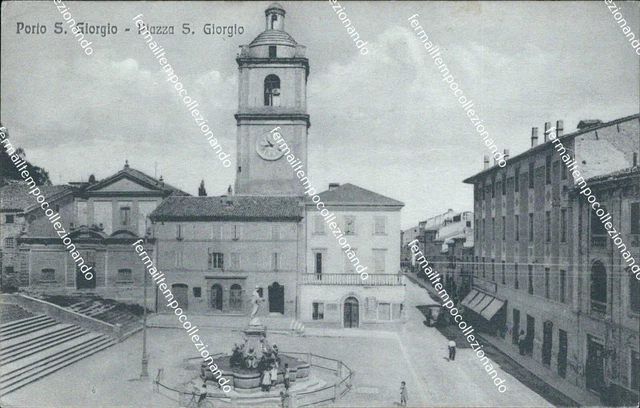 bo788 cartolina porto s.giorgio piazza s.giorgio provincia di ascoli piceno 1935