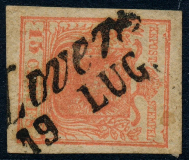 LOMBARDEI-VENETIEN 1850 15C, HP, Type II. Unterlegte Mitte! LOVERE schön!