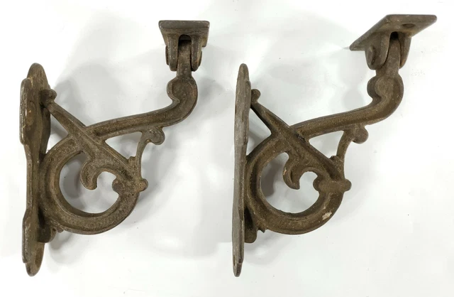 Pair Cast Iron Stair Railing Supports with Pivoting Tops