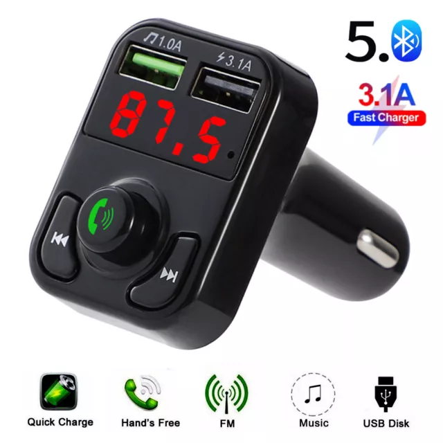 Bluetooth FM Transmitter5.0,Auto Radio Adapter LED Display Freisprechen Car Kit