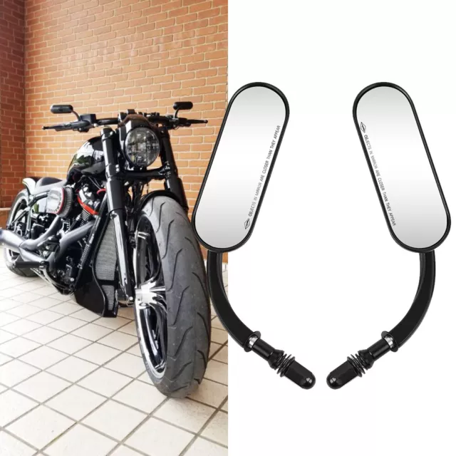 Motorcycle Black Mini Oval Rear View Mirror For Harley Davidson Dyna Wide Glide