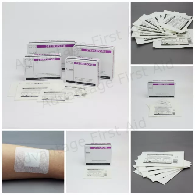 Steropore Adhesive Wound Dressing. Large Big First Aid Plaster for Wounds Qty 25
