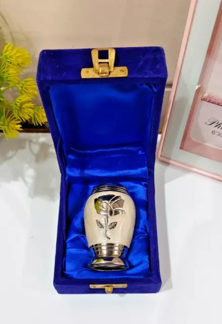 Small Mini Keepsake Cremation Urn for Human Ashes Solid Brass  & Unique Urn