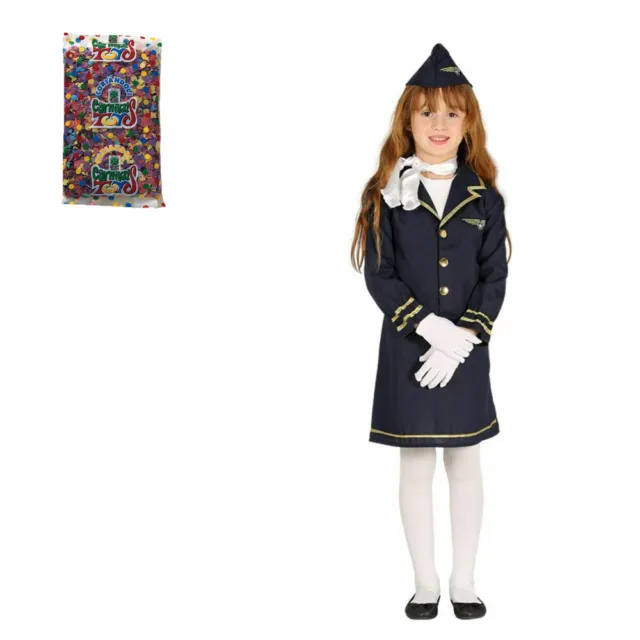Guirca Costume da Hostess per Bambina Vestito Divisa Assistente di Volo Aereo