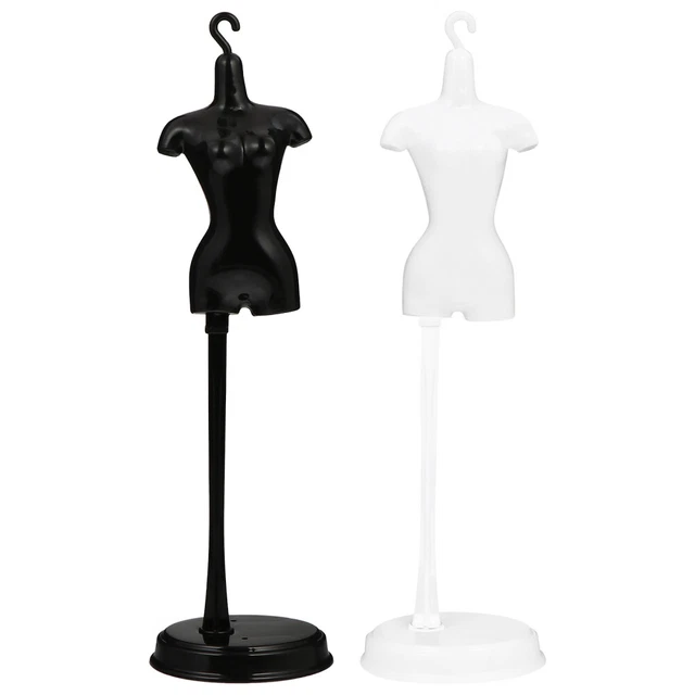 2 Pcs Schwarze Puppen Modellständer Weiße Klamotten Ausstellungsstand