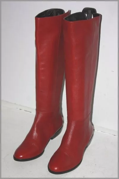 SAN MARINA  Bottes Cuir Rouge Foncé Doublées Cuir T 36 TTBE